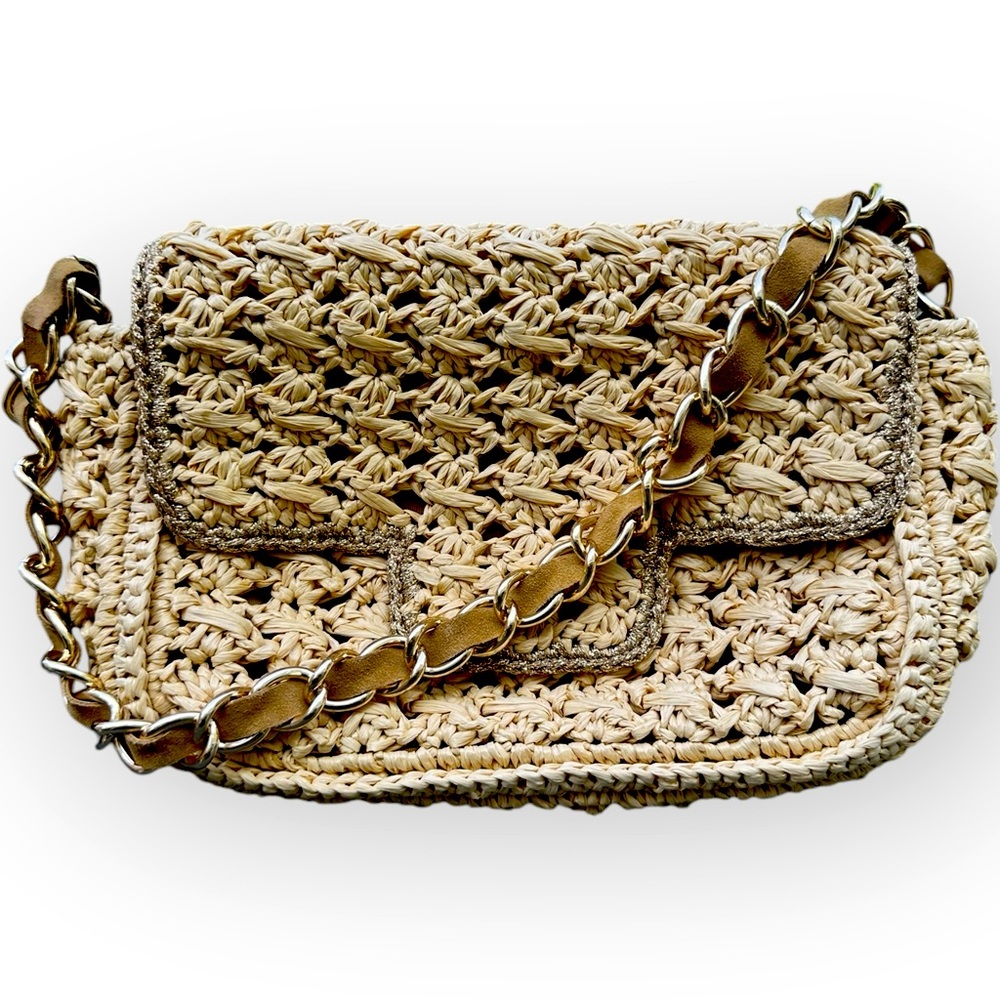 Stylish Tan Woven Shoulder Bag